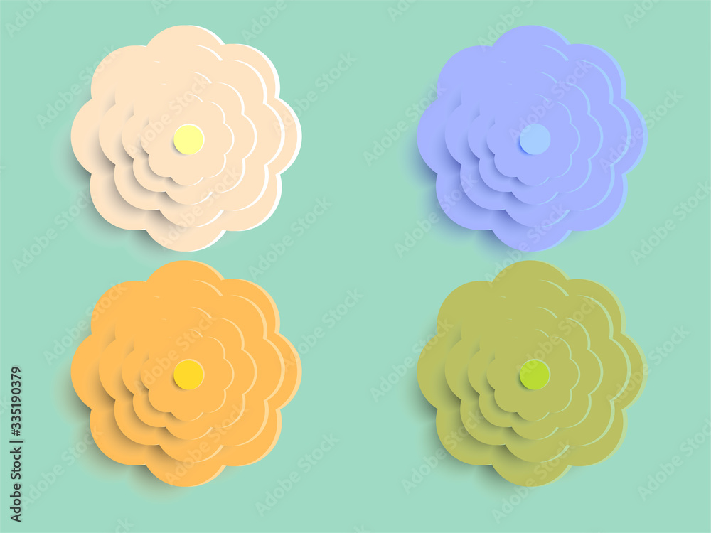 Paper flower cut on green background Paper flower cut on green background