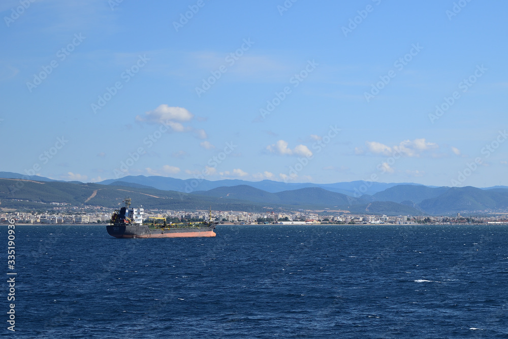 Providence oil tanker at sea horizon
