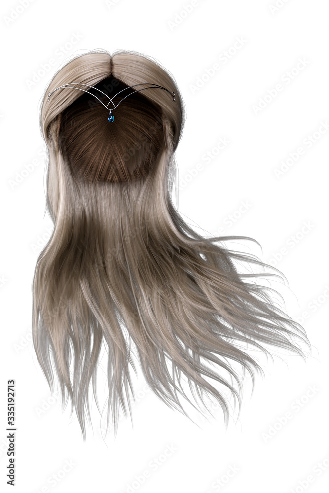 3d Render Blonde Straight Hair Horns Stock Illustration 2308715321