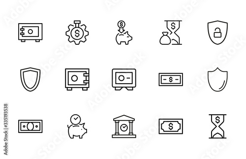 Simple set of insurance icons in trendy line style.