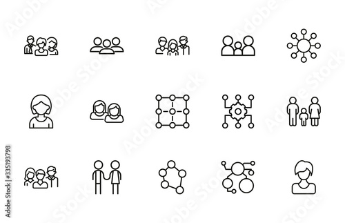 networking line icons set.