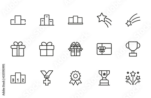 reward line icons set.
