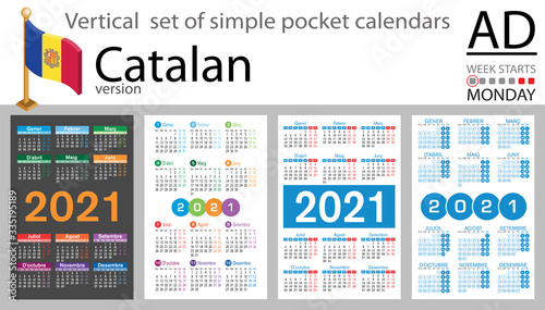 Catalan vertical pocket calendar for 2021