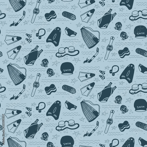 Swimming equipment seamless pattern