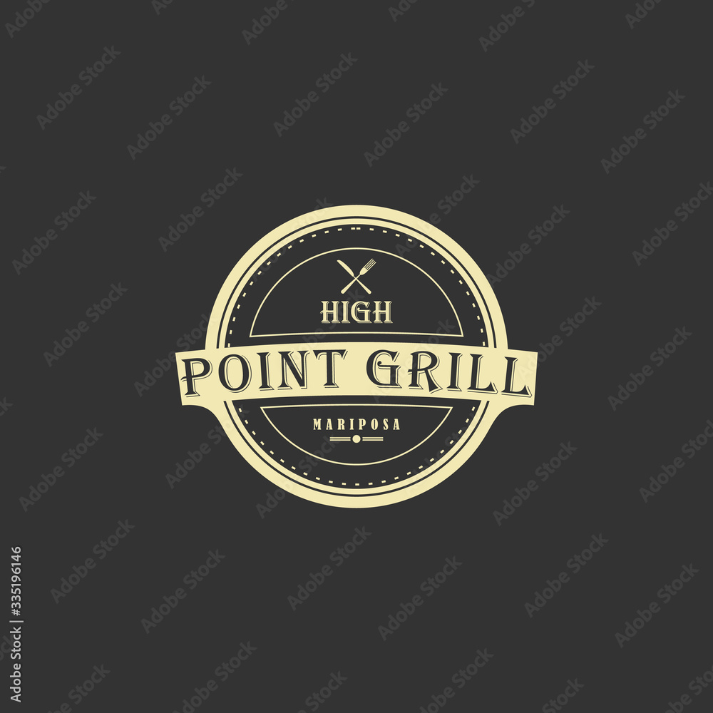 Logo for restaurant with a vintage style Premium Vector
