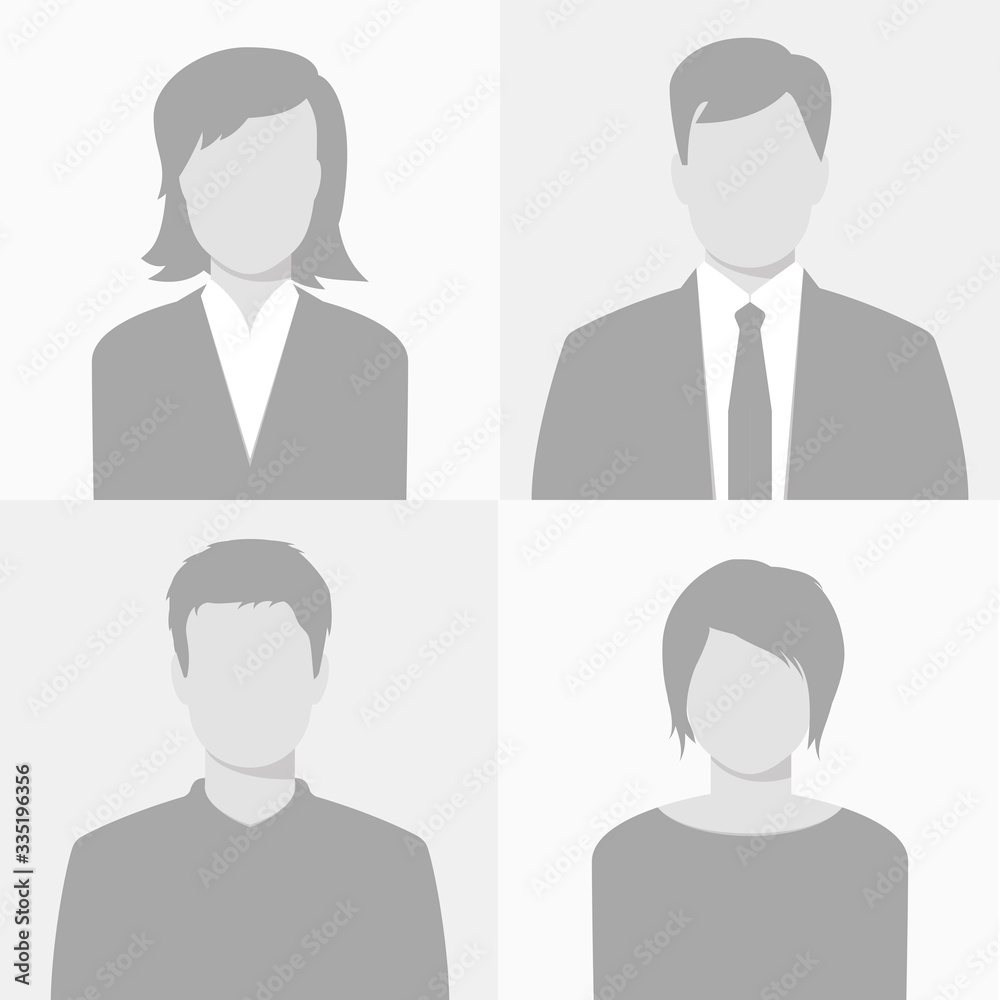 Man and woman profile placeholder. Default vector avatars set. Man and woman profile placeholder. Default vector avatars set.