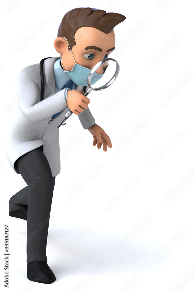 3D illustration of a cartoon character with a mask 3D illustration of a cartoon character with a mask