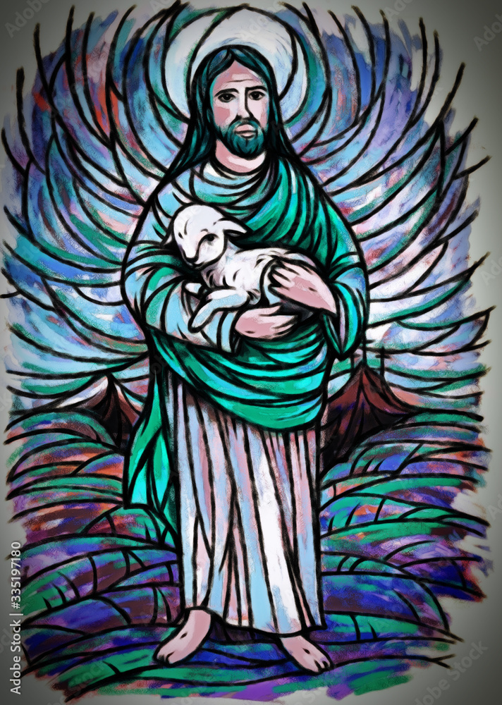 calm jesus messiah and resurrection with nature background - illustration calm jesus messiah and resurrection with nature background - illustration