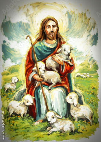 calm jesus messiah and resurrection with nature background - illustration