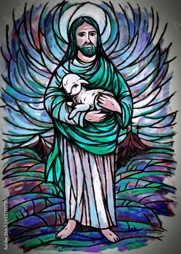 calm jesus messiah and resurrection with nature background - illustration