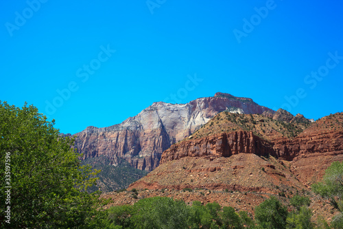 Utah / USA - August 22, 2015: The mountains landscape in Zion National Park, Utah, USA