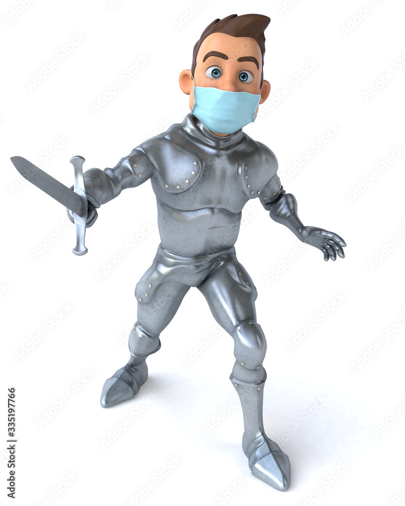 3D illustration of a cartoon character with a mask 3D illustration of a cartoon character with a mask