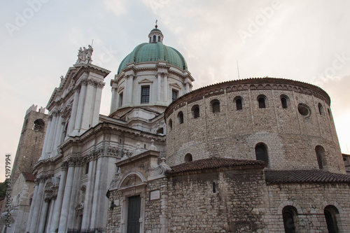 Old and New Cathedral in Piazza Paolo VI, Lombardy, Italy.