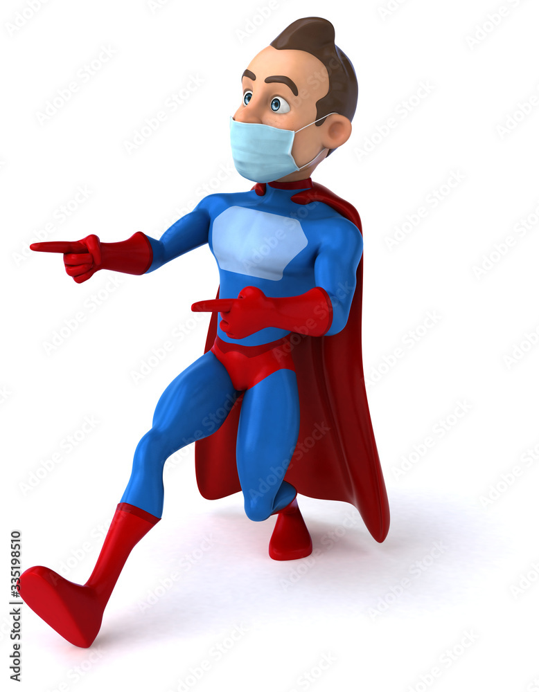 3D illustration of a cartoon character with a mask 3D illustration of a cartoon character with a mask