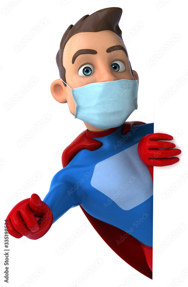 3D illustration of a cartoon character with a mask 3D illustration of a cartoon character with a mask