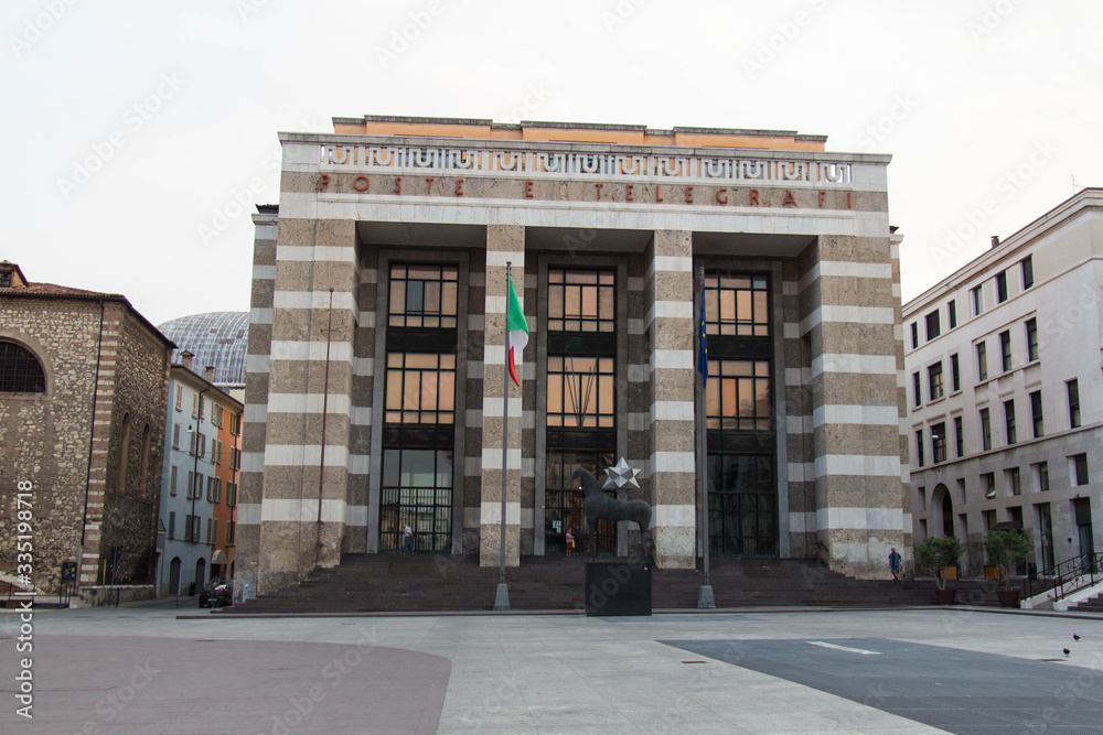 Main Post Office in Piazza della Vittoria, Brescia, Lombardy, Italy.