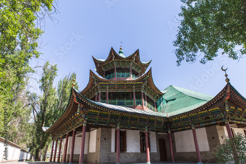 Zharkent 150 years old chinese pagoda style mosque, current museum in Kazakhstan near China boarder © anyabr