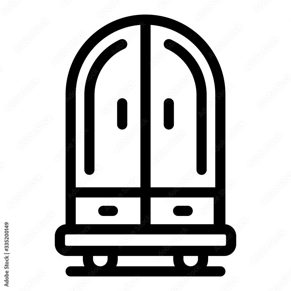 Kid room wardrobe icon. Outline kid room wardrobe vector icon for web design isolated on white background Kid room wardrobe icon. Outline kid room wardrobe vector icon for web design isolated on white background