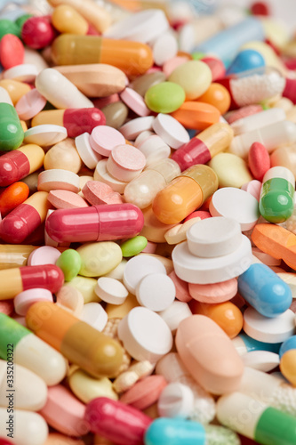Colorful medicines drugs and tablets and capsules