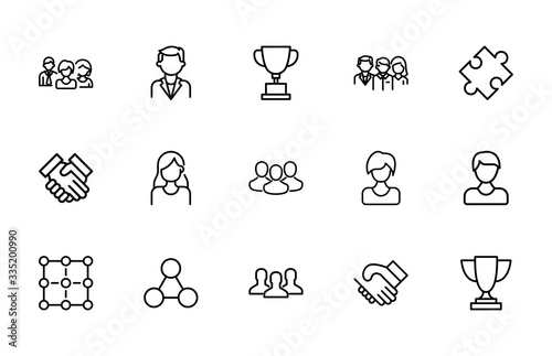 Simple set of leadership icons in trendy line style.