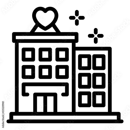 Social service building icon. Outline social service building vector icon for web design isolated on white background