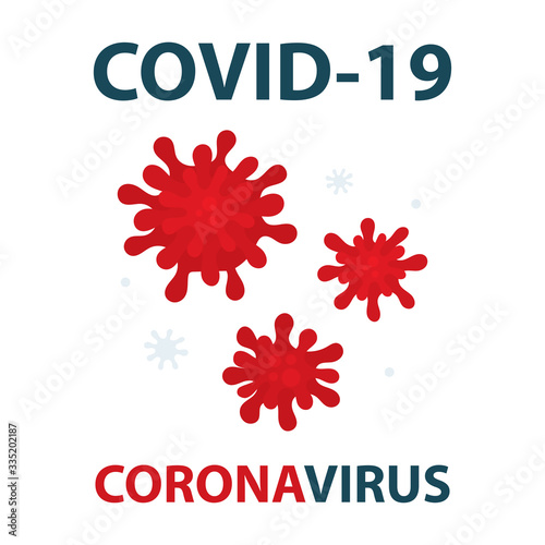 Covid-19 corona virus. Respiratory influenza covid-19 virus cells vector illustration. 
