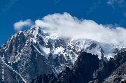 Top of Mont Blanc seen from the Bonatti refuge. Courmayeur, Aosta Valley, Italy © Giuma