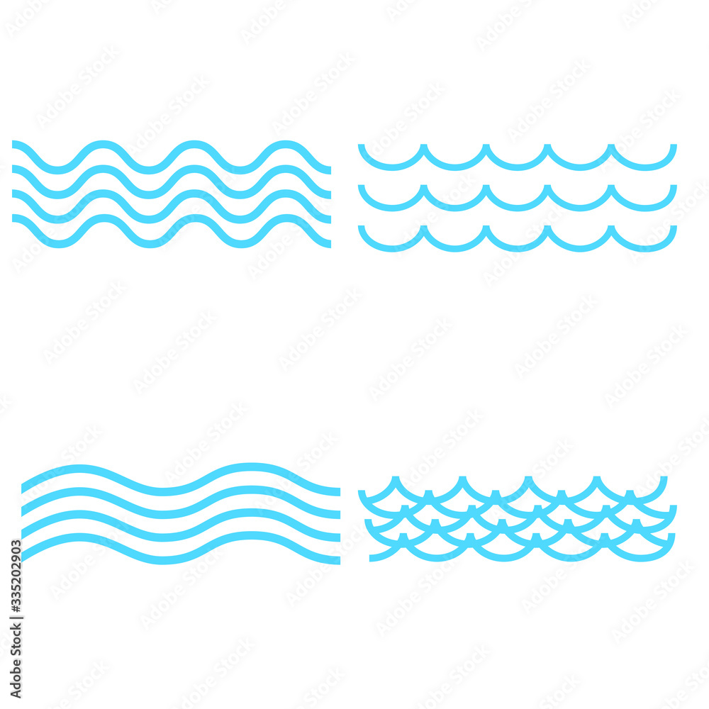 blue wave Vector icons set on white background. Water waves illustration sign collection. blue wave Vector icons set on white background. Water waves illustration sign collection.
