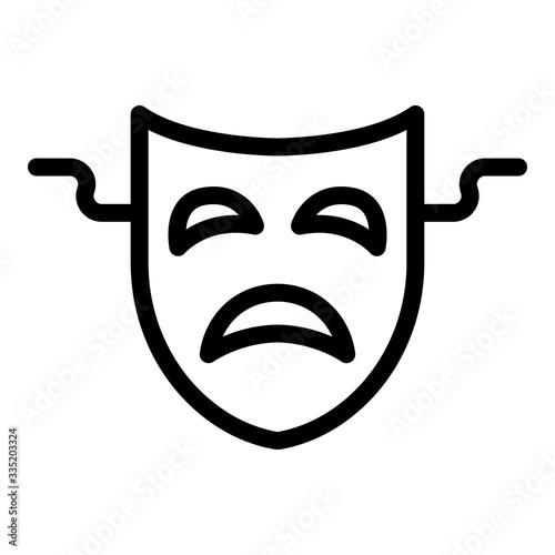 Sad theatre mask icon. Outline sad theatre mask vector icon for web design isolated on white background