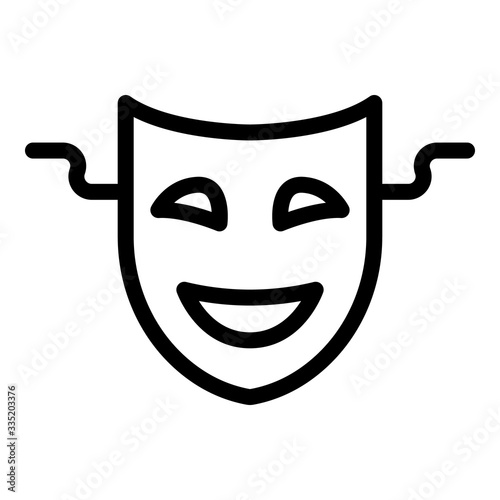 Smiling theatre mask icon. Outline smiling theatre mask vector icon for web design isolated on white background