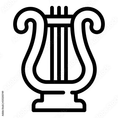 Musical harp icon. Outline musical harp vector icon for web design isolated on white background