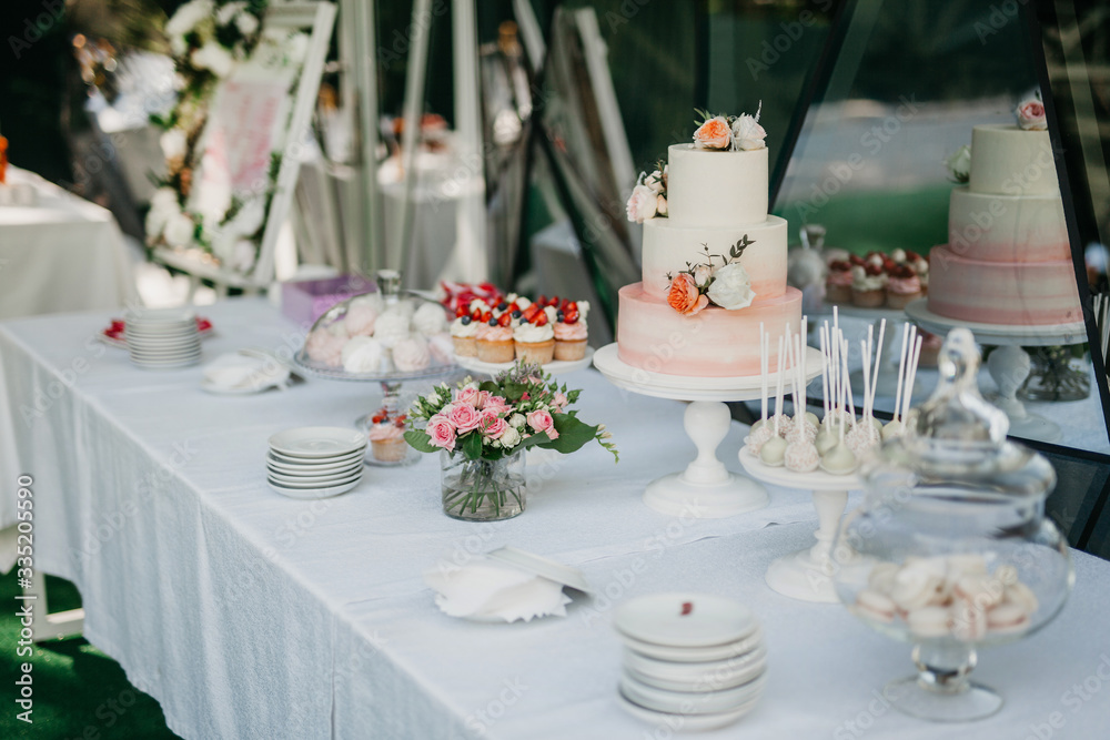 Fototapeta premium Buffet table with cake and muffins