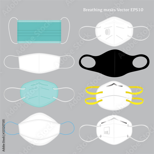 Different kind of protective mask , COVID-19, Coronavirus 2019-nCoV, Lassa fever, PM 2.5, in vector EPS10 Design for Medical and all graphic type