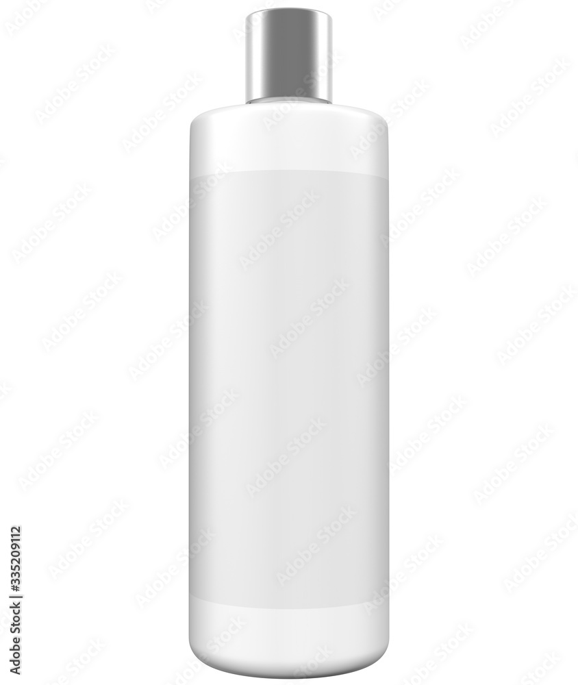 Realistic 3D Bottle Mock Up Template on White Background.3D Rendering Realistic 3D Bottle Mock Up Template on White Background.3D Rendering