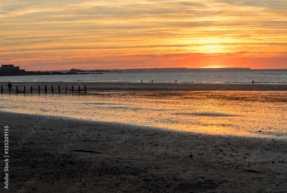 Beauty sunset view from beach in Saint Malo, Brittany, France Beauty sunset view from beach in Saint Malo, Brittany, France