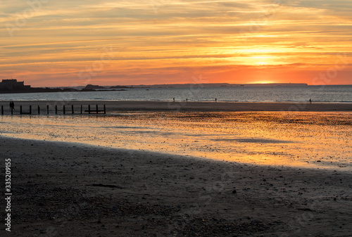Beauty sunset view from beach in Saint Malo   Brittany  France