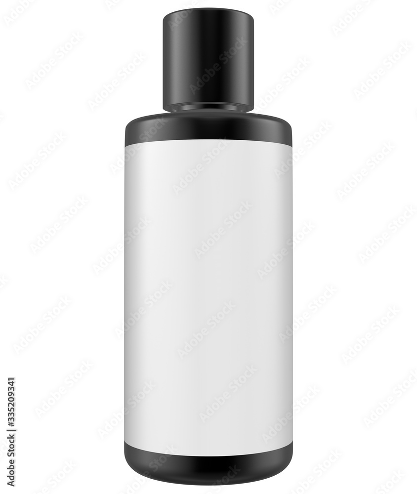 Realistic 3D Bottle Mock Up Template on White Background.3D Rendering Realistic 3D Bottle Mock Up Template on White Background.3D Rendering