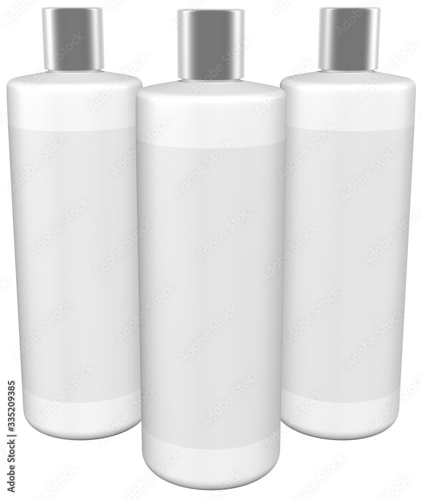 Realistic 3D Bottle Mock Up Template on White Background.3D Rendering Realistic 3D Bottle Mock Up Template on White Background.3D Rendering