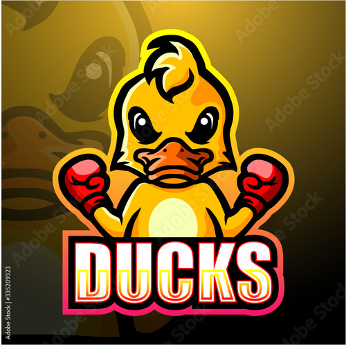 Boxing duck mascot esport logo design