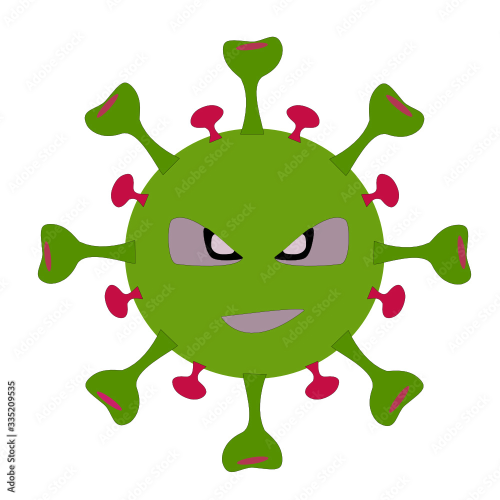 funny green Coronavirus , vector in flat design , no effects. funny green Coronavirus , vector in flat design , no effects.