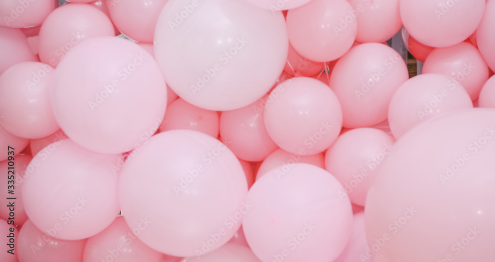 Airy pink balls. Festive texture