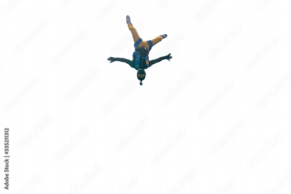 Dynamic. Skydiver is in free fall. Parachutist uses professional equipment.Extreme people flying in open air. Freedom as a way of life. Dynamic. Skydiver is in free fall. Parachutist uses professional equipment.Extreme people flying in open air. Freedom as a way of life.