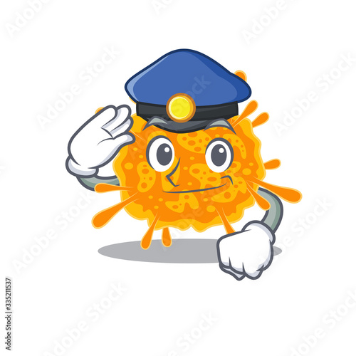 Police officer mascot design of nobecovirus wearing a hat