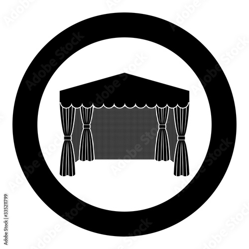 Pavilion for shopping Business tent Marquee for advertising icon in circle round black color vector illustration flat style image