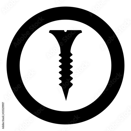 Self tapping screw short long icon in circle round black color vector illustration flat style image