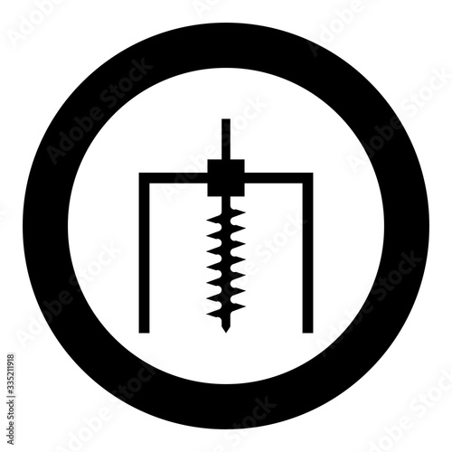 Drilling rig Bore for ground mine industry geological Boring concept Auger icon in circle round black color vector illustration flat style image