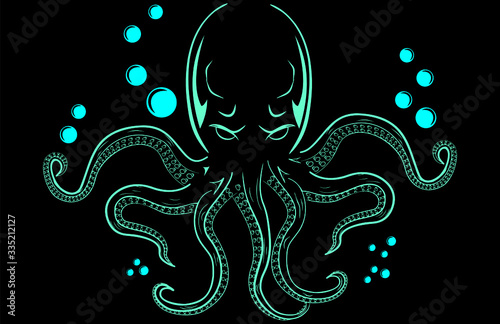Octopus design ideal for printing, easy color separation, ideal for screen printing on shirts, cutting, sublimation and more
