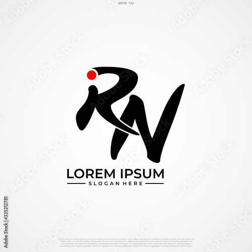 Initial Letter Logo RN Handwriting Logo template.
