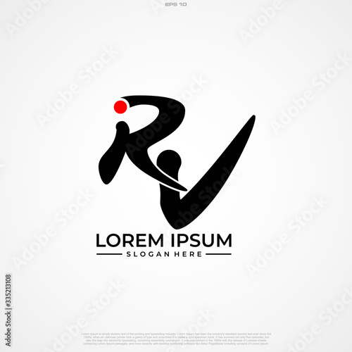 Initial Letter Logo RV Handwriting Logo template.