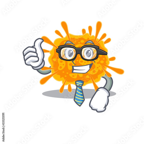 An elegant nobecovirus Businessman mascot design wearing glasses and tie
